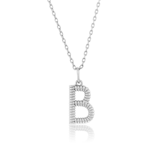 TheJewelryHut Designer Sterling Silver; Rigid Design 'B' Initial Necklace