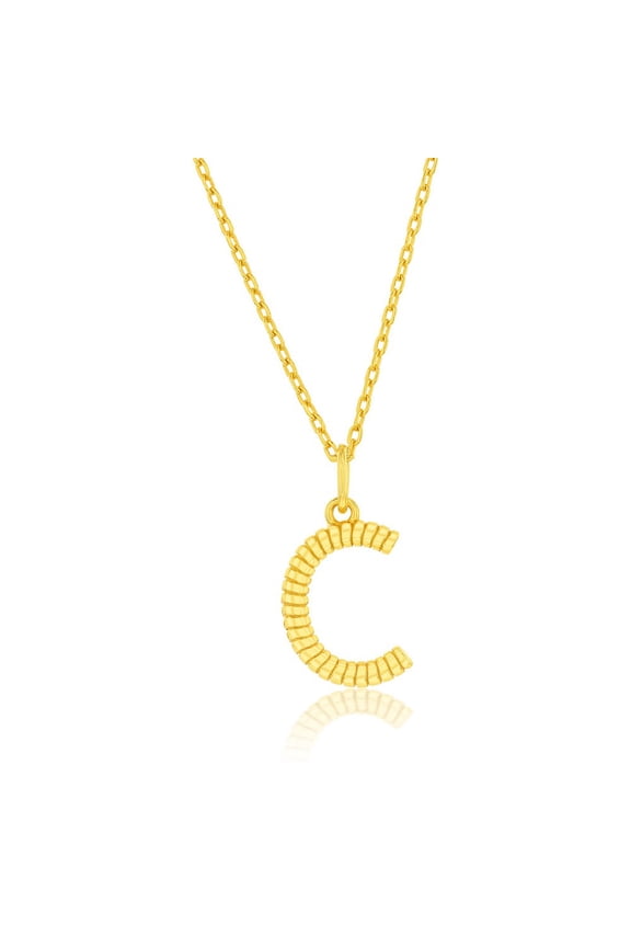 TheJewelryHut Designer Sterling Silver; Rigid Design 'C' Initial Necklace - Gold Plated