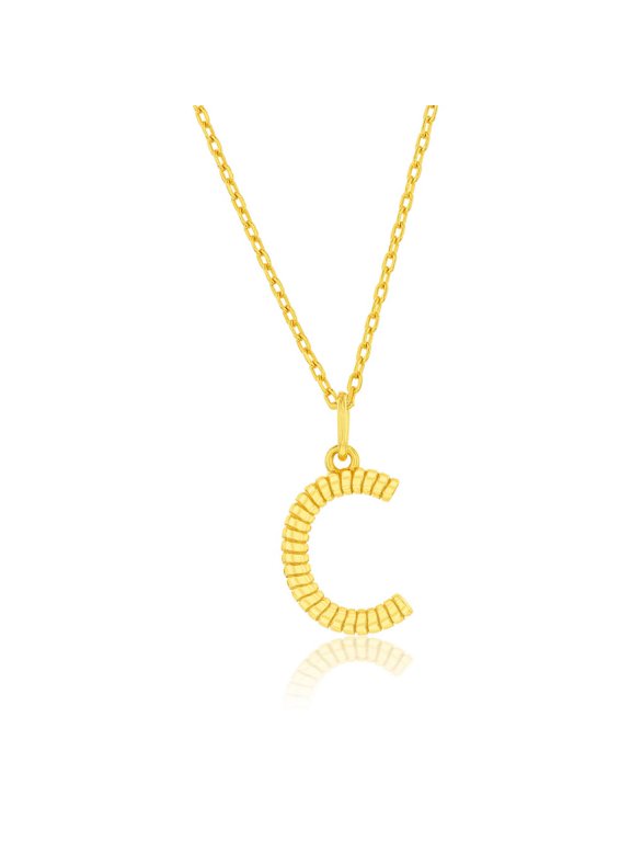 TheJewelryHut Designer Sterling Silver; Rigid Design 'C' Initial Necklace - Gold Plated