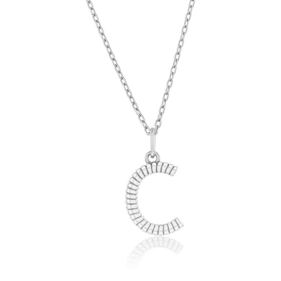TheJewelryHut Designer Sterling Silver; Rigid Design 'C' Initial Necklace