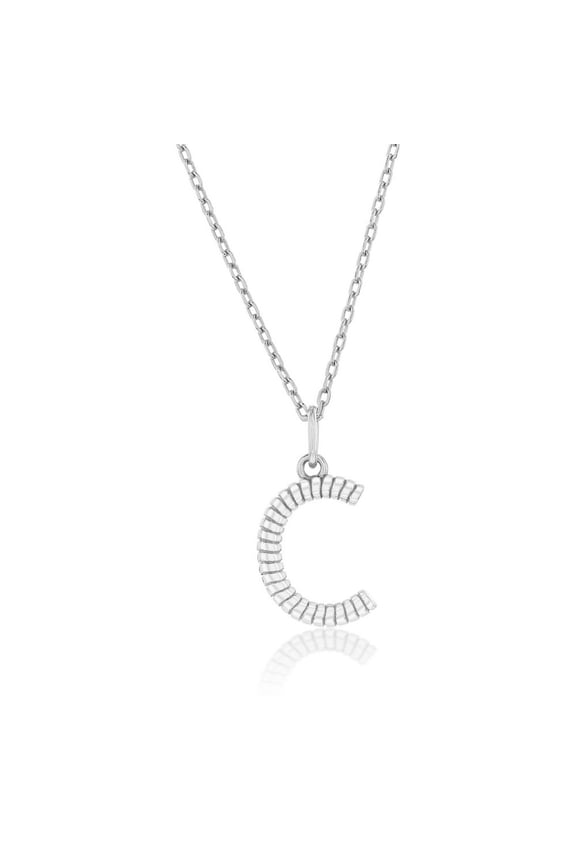 TheJewelryHut Designer Sterling Silver; Rigid Design 'C' Initial Necklace