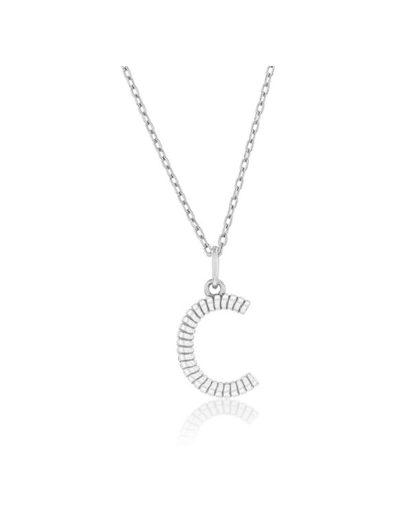 TheJewelryHut Designer Sterling Silver; Rigid Design 'C' Initial Necklace