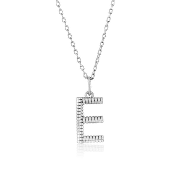 TheJewelryHut Designer Sterling Silver; Rigid Design 'E' Initial Necklace
