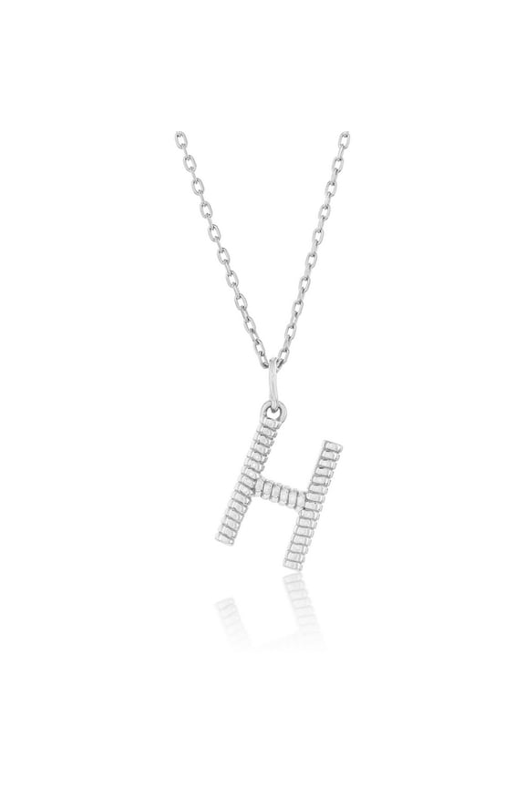 TheJewelryHut Designer Sterling Silver; Rigid Design 'H' Initial Necklace