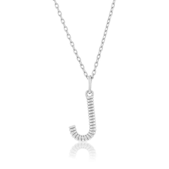 TheJewelryHut Designer Sterling Silver; Rigid Design 'J' Initial Necklace