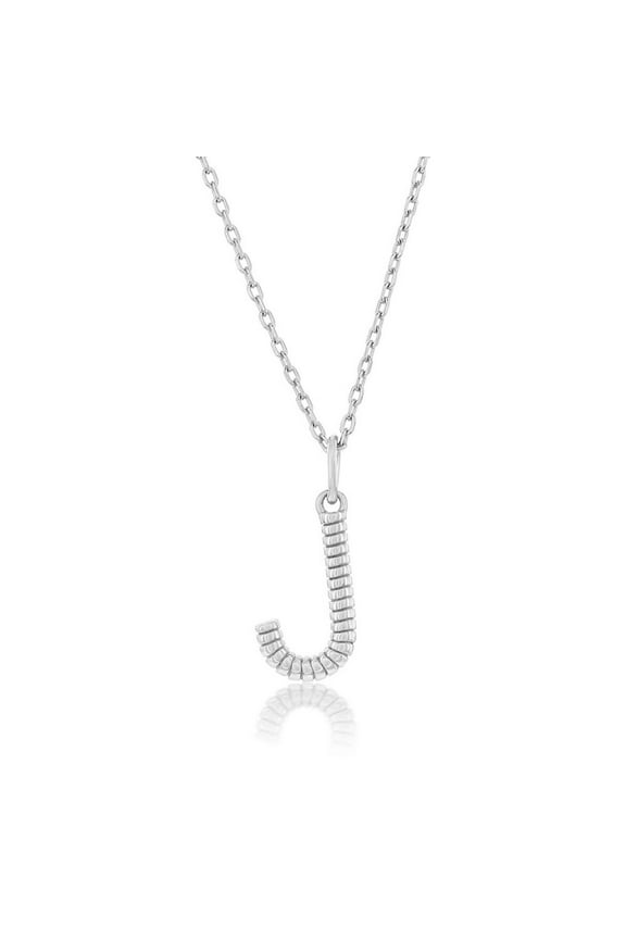 TheJewelryHut Designer Sterling Silver; Rigid Design 'J' Initial Necklace