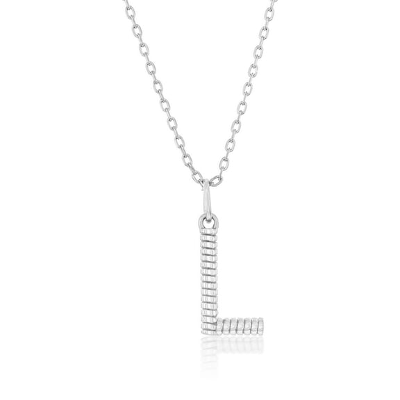 TheJewelryHut Designer Sterling Silver; Rigid Design 'L' Initial Necklace