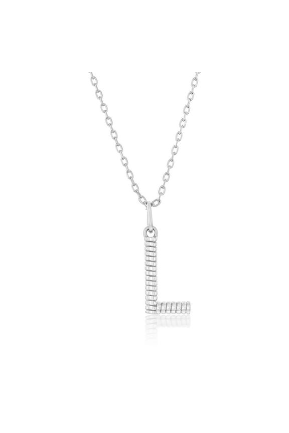 TheJewelryHut Designer Sterling Silver; Rigid Design 'L' Initial Necklace