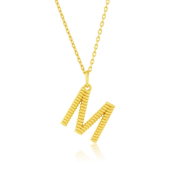 TheJewelryHut Designer Sterling Silver; Rigid Design 'M' Initial Necklace - Gold Plated