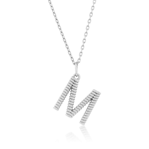 TheJewelryHut Designer Sterling Silver; Rigid Design 'M' Initial Necklace