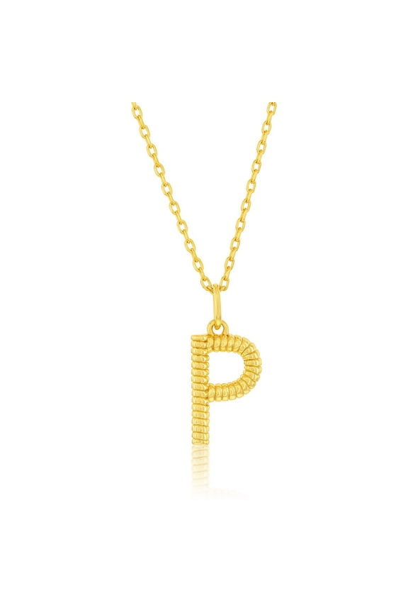 TheJewelryHut Designer Sterling Silver; Rigid Design 'P' Initial Necklace - Gold Plated