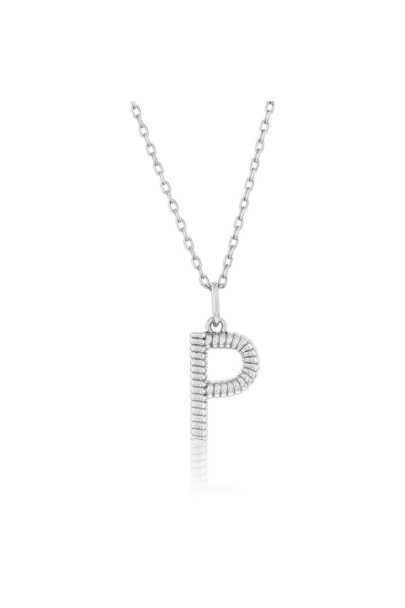 TheJewelryHut Designer Sterling Silver; Rigid Design 'P' Initial Necklace