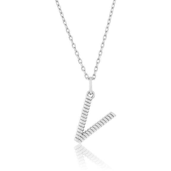TheJewelryHut Designer Sterling Silver; Rigid Design 'V' Initial Necklace