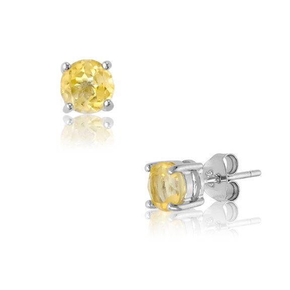 TheJewelryHut Designer Sterling Silver Round Citrine Gem Studs