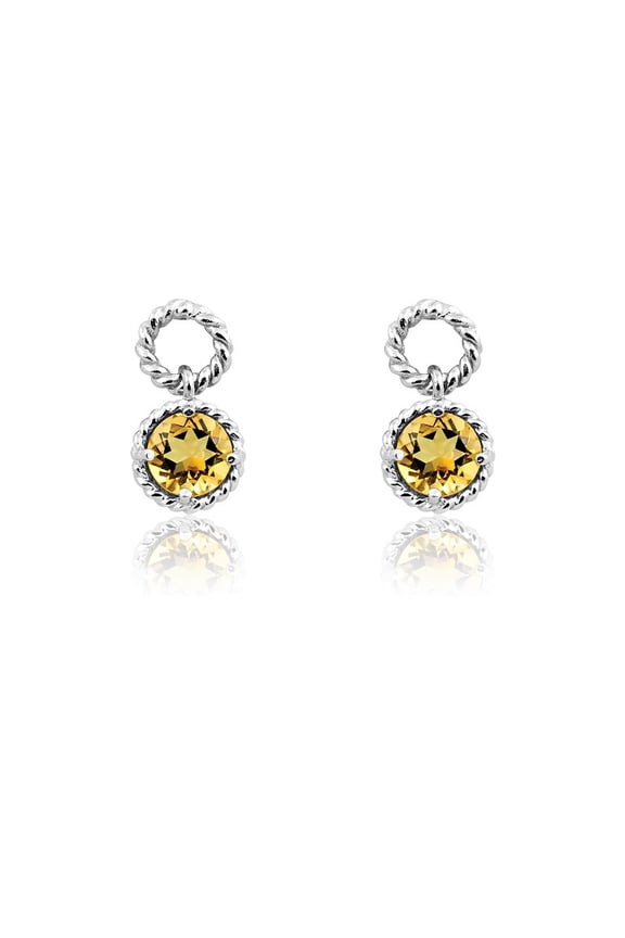 TheJewelryHut Designer Sterling Silver Round Gem Twisted Wire Earrings - Citrine
