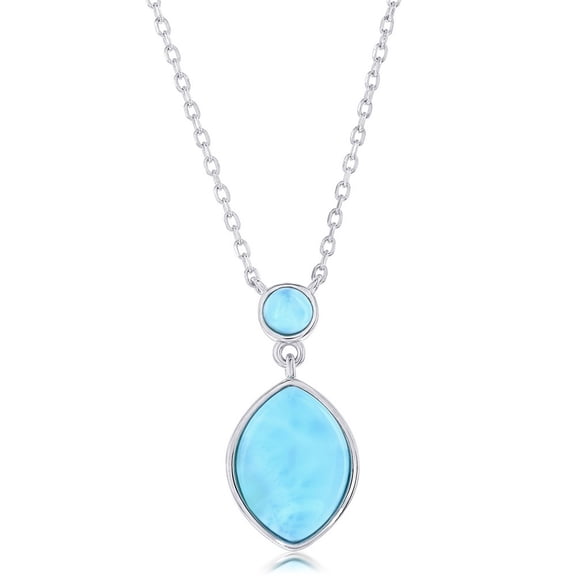 TheJewelryHut Designer Sterling Silver; Round & Marquise Larimar Necklace