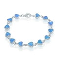 thumbnail image 1 of TheJewelryHut Designer Sterling Silver Small Blue Inlay Opal Hearts Link Bracelet, 1 of 2