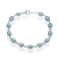 thumbnail image 1 of TheJewelryHut Designer Sterling Silver Small Square Larimar Link Bracelet, 1 of 2