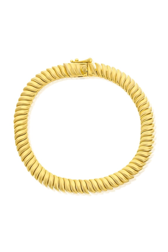TheJewelryHut Designer Sterling Silver Solid Wave Bracelet - Gold Plated