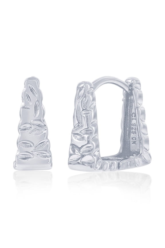 TheJewelryHut Designer Sterling Silver; Textured Square Hoop Earrings