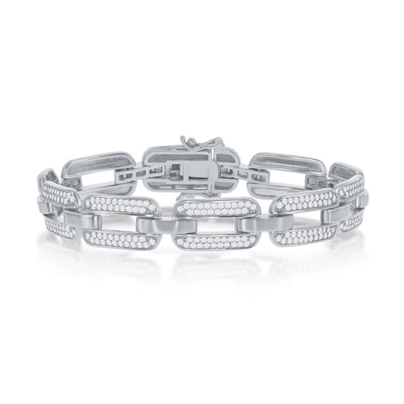 TheJewelryHut Designer Sterling Silver Wide CZ Linked Bracelet