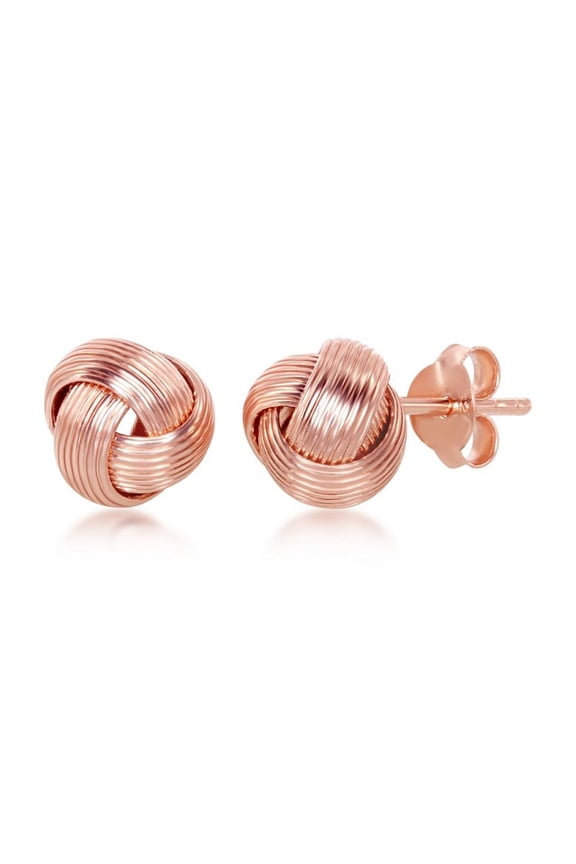 TheJewelryHut Designer Sterling Silver Wire Design Love Knot Stud Earrings - Rose Gold Plated