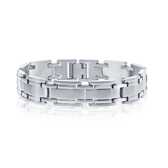 TheJewelryHut Designer Sterling Steel Matte and Polished Linked Bracelet