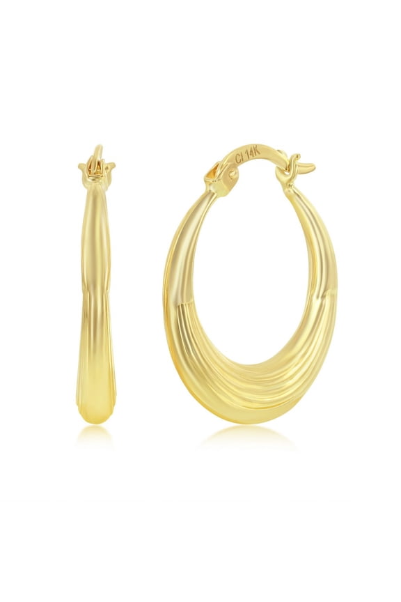TheJewelryHut Designer Yellow Gold Lined 20mm Hoop Earrings - 14K Gold