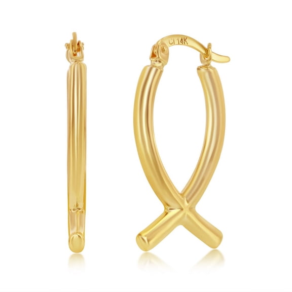 TheJewelryHut Designer Yellow Gold Twisted Hoop Earrings - 14K Gold