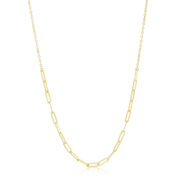 TheJewelryHut Fancy Designer 14K Yellow Gold; Paperclip Necklace