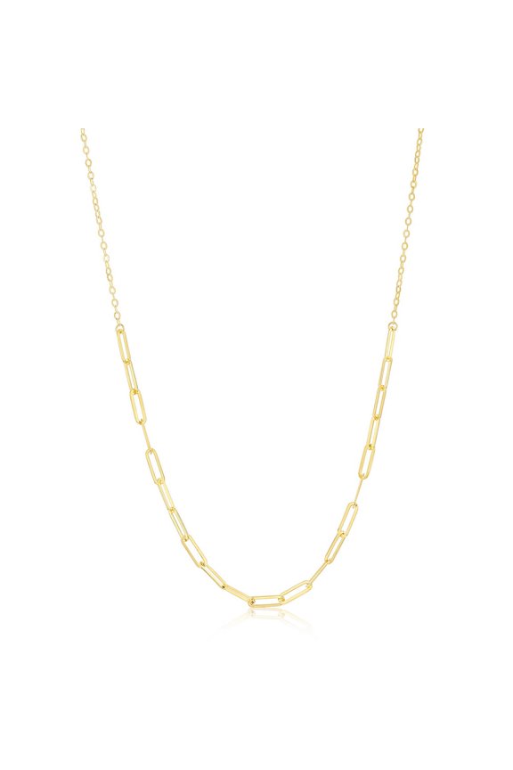 TheJewelryHut Fancy Designer 14K Yellow Gold; Paperclip Necklace