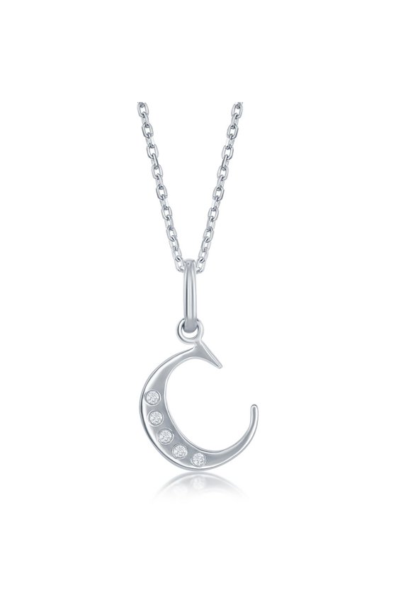 TheJewelryHut Fancy Designer Sterling Silver 0.03cttw Diamond 'C' Initial Pendant w/Chain