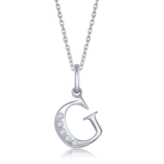 TheJewelryHut Fancy Designer Sterling Silver 0.03cttw Diamond 'G' Initial Pendant w/Chain
