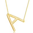 thumbnail image 1 of TheJewelryHut Fancy Designer Sterling Silver (35MM) Large Sideways 'A' Initial Necklace - Gold Plated, 1 of 1