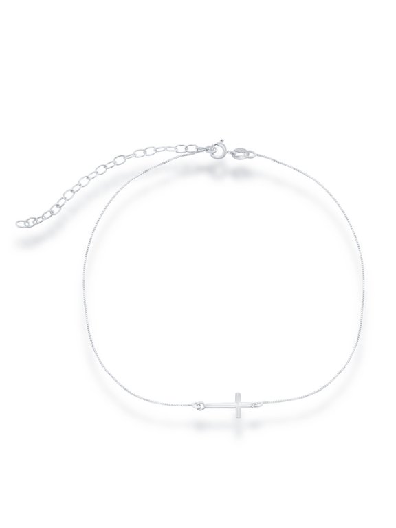 TheJewelryHut Fancy Designer Sterling Silver Center Sideways Cross Choker