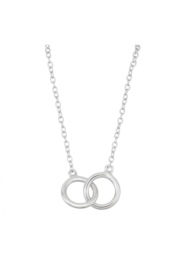 TheJewelryHut Fancy Designer Sterling Silver Double Interlocked Rings Necklace