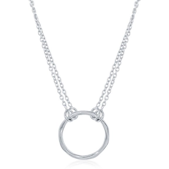 TheJewelryHut Fancy Designer Sterling Silver Double Strand Open Circle Necklace