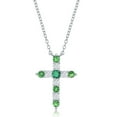 thumbnail image 1 of TheJewelryHut Fancy Designer Sterling Silver Emerald CZ 'May Birthstone' Cross Necklace, 1 of 1