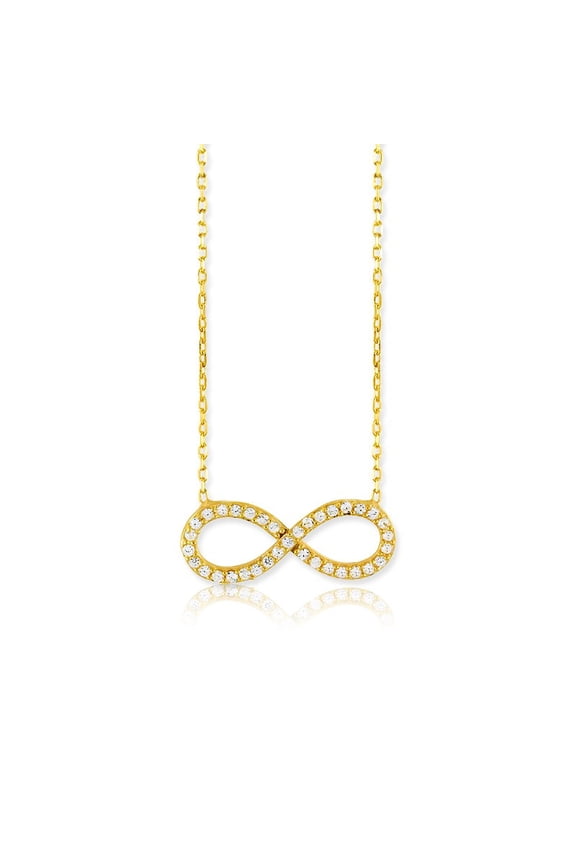TheJewelryHut Fancy Designer Sterling Silver Infinity CZ Necklace - Gold plated