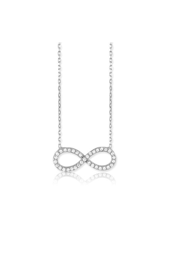 TheJewelryHut Fancy Designer Sterling Silver Infinity CZ Necklace - Rhodium