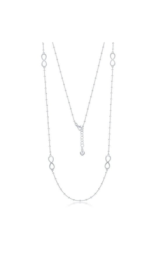 TheJewelryHut Fancy Designer Sterling Silver Infinity Design and Beads by the Yard Necklace