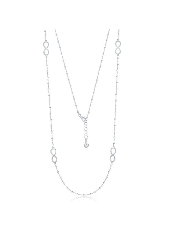 TheJewelryHut Fancy Designer Sterling Silver Infinity Design and Beads by the Yard Necklace