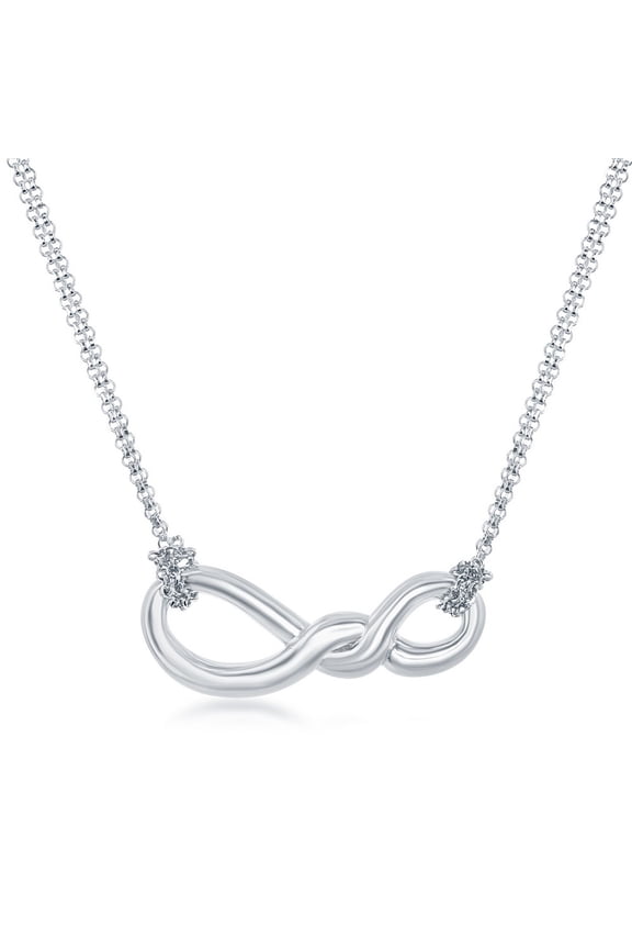 TheJewelryHut Fancy Designer Sterling Silver Infinity Knot Double Strand Necklace