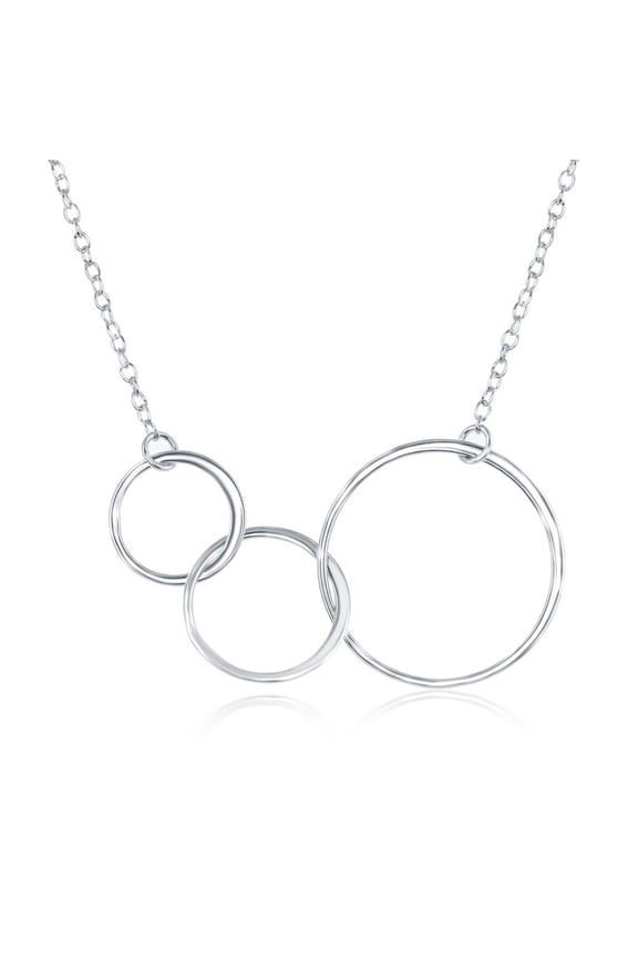 TheJewelryHut Fancy Designer Sterling Silver Interlocking Graduating Three-Generation Open Circle Necklace