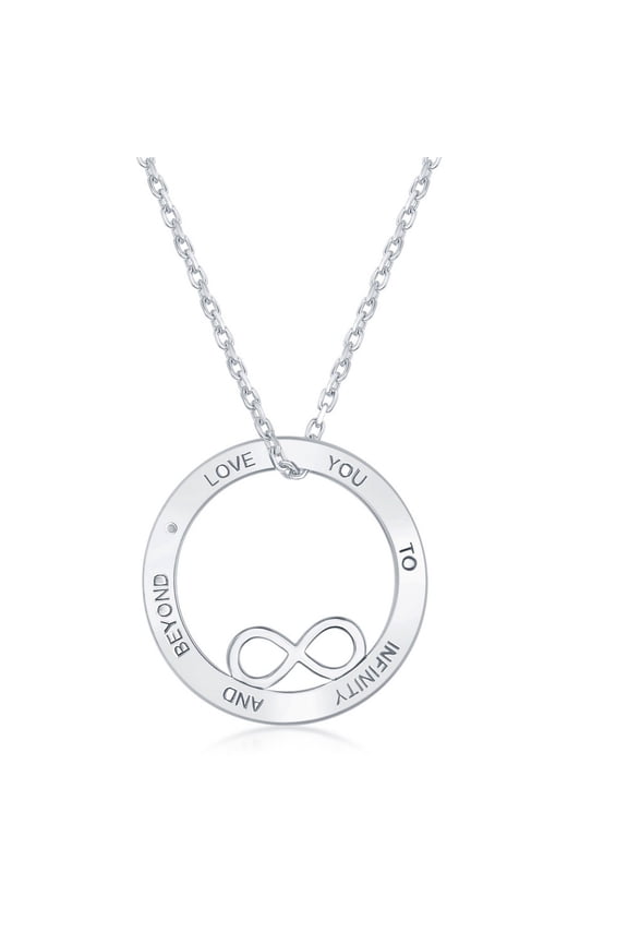 TheJewelryHut Fancy Designer Sterling Silver Love You to Infinity and Beyond' Open Circle with Infinity Necklace