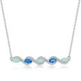 thumbnail image 1 of TheJewelryHut Fancy Designer Sterling Silver Marquise White Opal & Aquamarine CZ Bar Necklace, 1 of 1