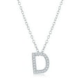 thumbnail image 1 of TheJewelryHut Fancy Designer Sterling Silver Micro Pave "D" Pendant Necklace, 1 of 1