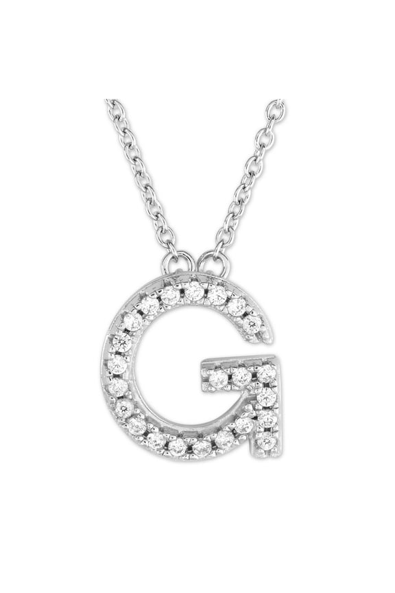 TheJewelryHut Fancy Designer Sterling Silver Micro Pave "G" Pendant Necklace