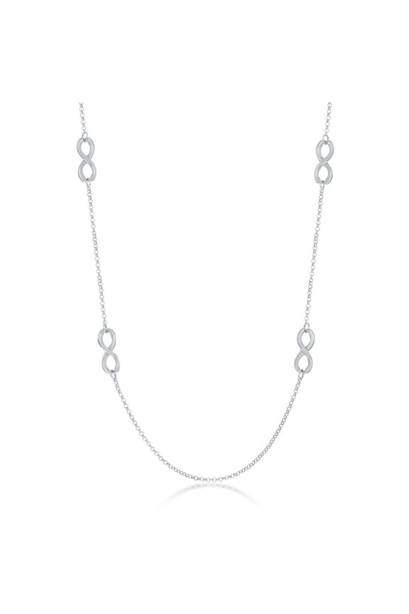 TheJewelryHut Fancy Designer Sterling Silver Multiple Infinity Necklace