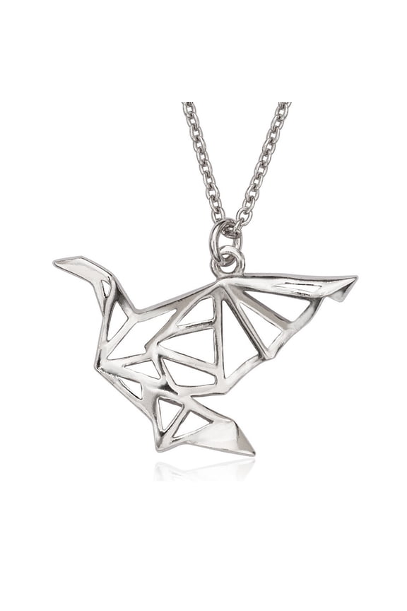 TheJewelryHut Fancy Designer Sterling Silver Open Origami Styled Bird Necklace - Bird